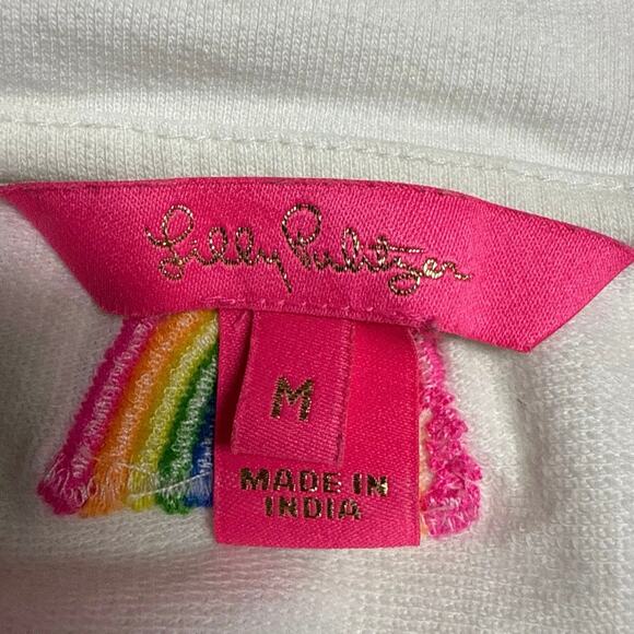 Lilly Pulitzer White Sheridan Sweatshirt Size Medium Top Pullover Pride Rainbow - Picture 4 of 6